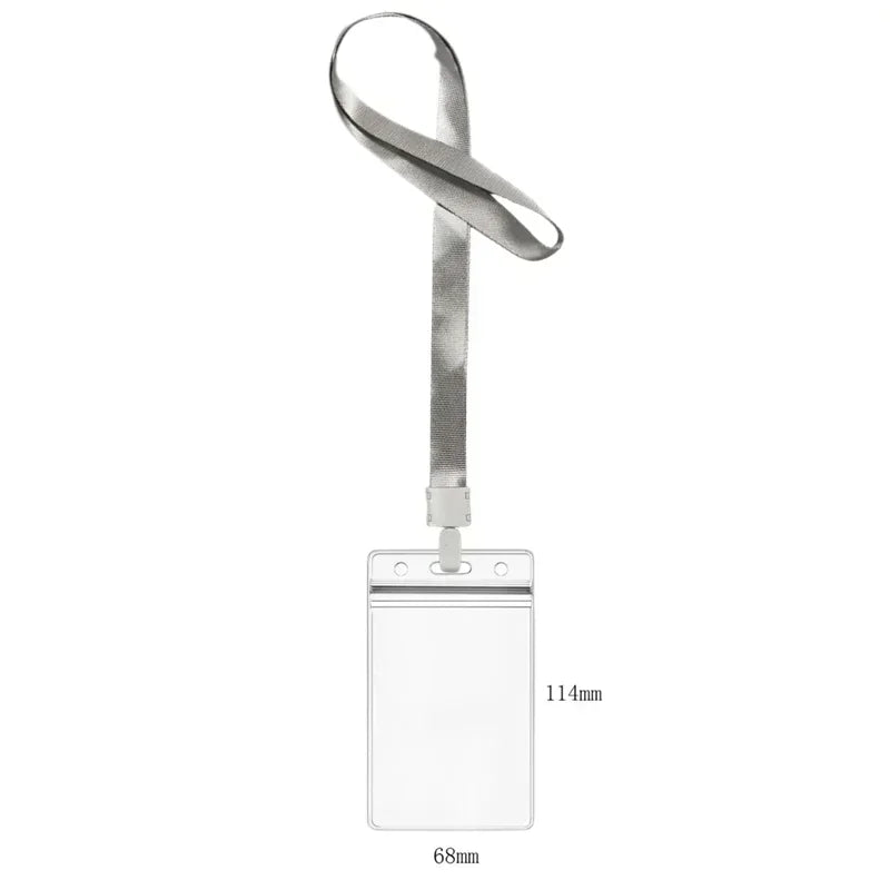 Cards Slots Double-sided Staff Work Card Cover Pass Access Card Holder Name Badge Holder ID Tag Bus Card Sleeve with Lanyard