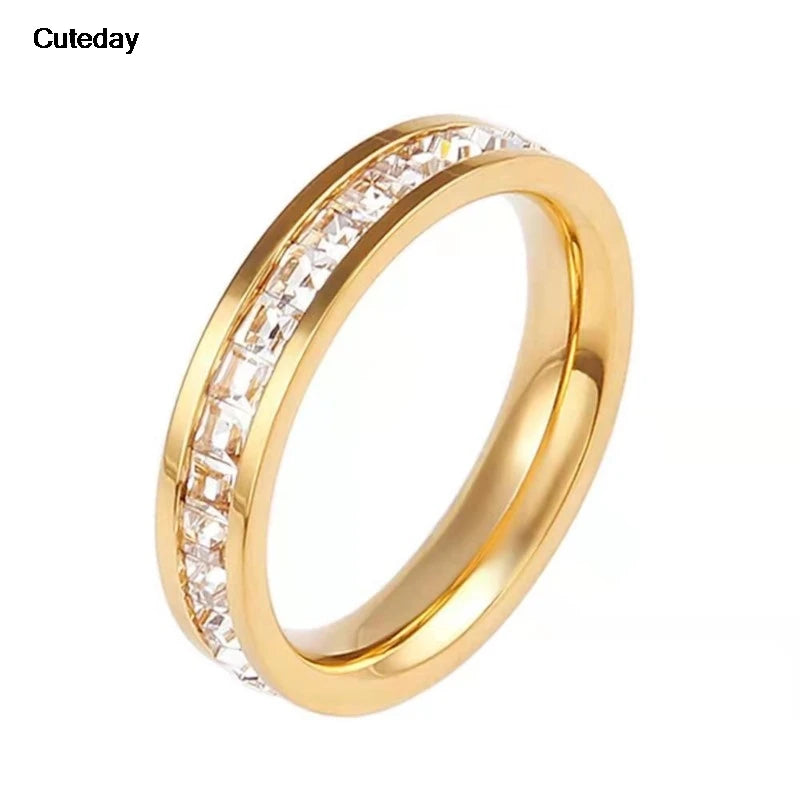 2024 Nwe Stainless Steel 18 K Gold Plated Sun Rings for Women Natural Stone Inlaid in Hollow Metal Texture Ring Trendy Jewelry