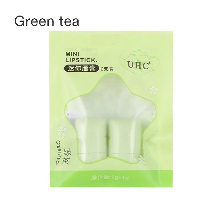 2pc Cute Fresh Tea Lip Balm Lip Oil Moisturizing Clear Transparent Lipstick Base Hydrating Natural Plant Anti-Cracking Lip Care