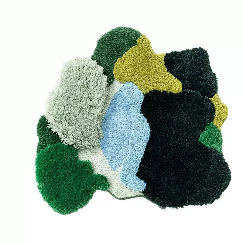 Nordic 3D Lawn Moss Rugs Carpet for Bedroom Living Room Green Forest Irregular Home Decor Chic Room Floor Mat Bedside Area Rug
