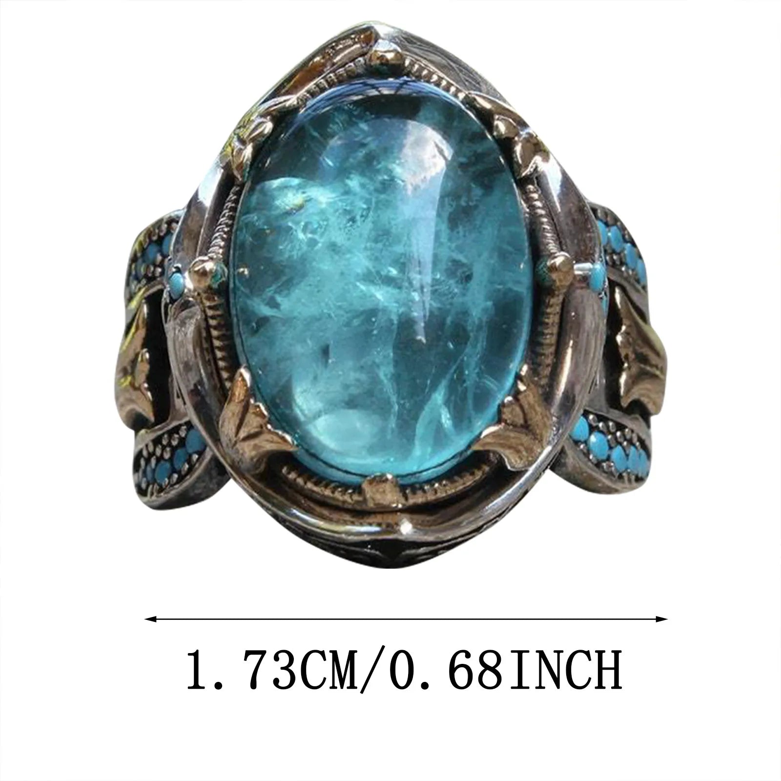 Punk Rings For Women Blue Gemstone Ring For Women Elegant Luxury Vintage Engraved Natural Gemstone Rings бижутерия люкс качества