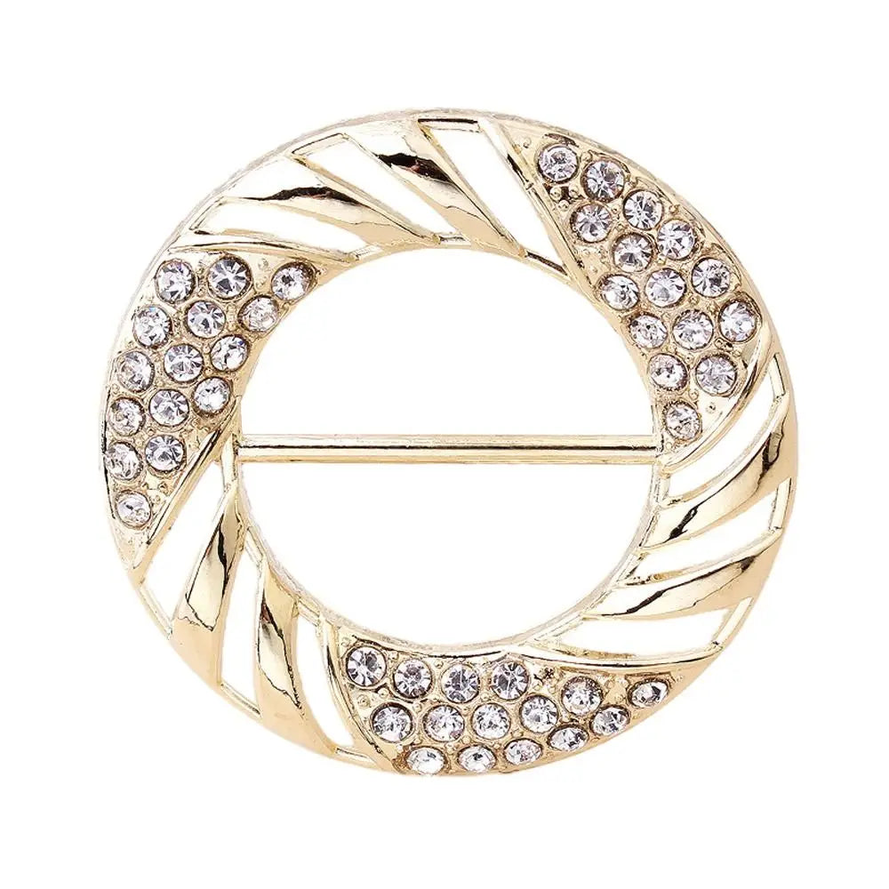 New Rhinstone Scarf Buckle T-Shirt Silk Clasp Clip Holder Scarf Ring Brooch Waist Buckle Fashion Minimalist Jewelry Accessories