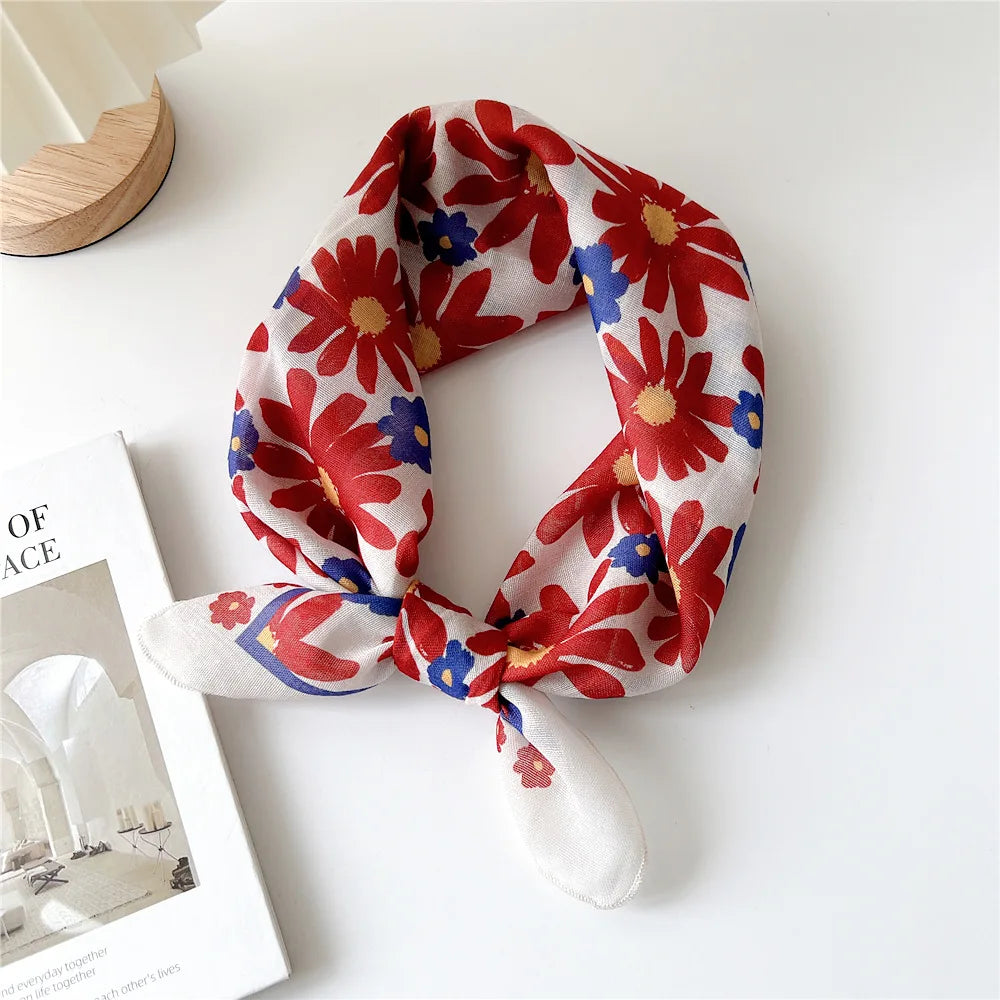 Fashion Cotton Linen Shawl Square Scarf for women sweet Cherry Print Hijabs Ladies Wraps summer sunscreen Bandanas Head scarf
