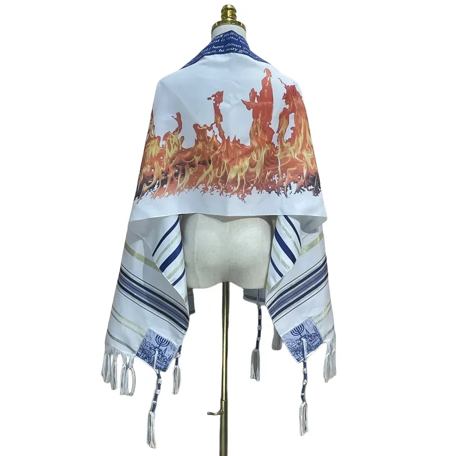 Fire Picture Prayer Shawl  Exquisite Gift Packaging Praying Scarfs Wraps for Men Women Priest