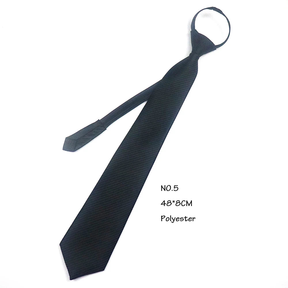 Casual Black Clip Ties For Men Women Student College Security Simple Necktie Doorman Steward Matte Suit Business Skinny Lazy Tie