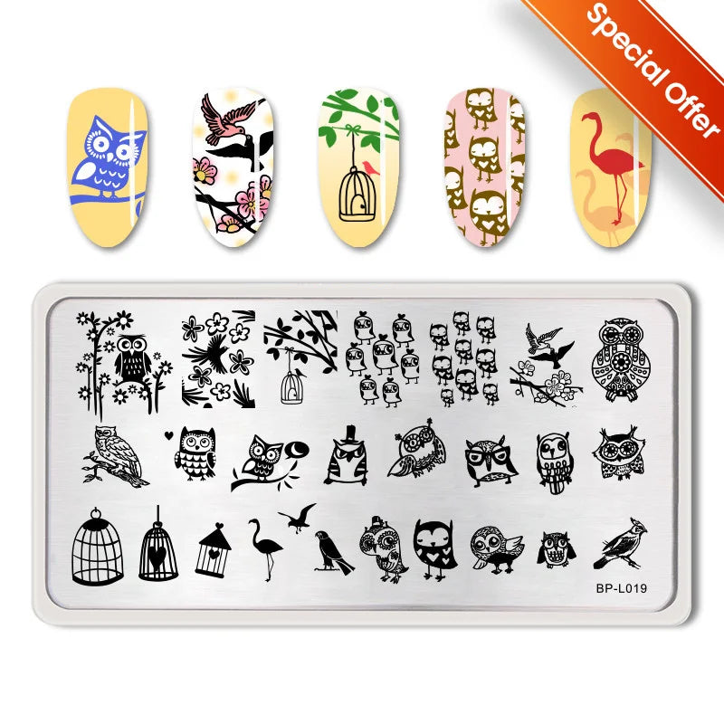 BORN PRETTY Stamping Plates Nail Art Templates Flower Natural Animal French Tips  DIY Nail Design Image Stencil Tool Manicure