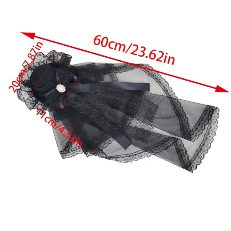 Ribbon Bowknot Veil Small Hat with Hair Clip Fashion Headwear Women Teens Halloween Hair Bows Masquerades Party Headwear