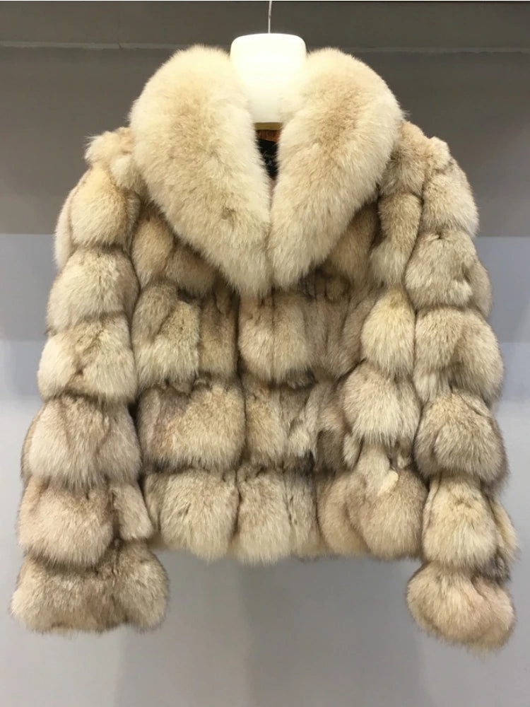 MENINA 2025 Winter Jacket Women Real Fox Fur Coat  Natural Fox Fur Collar Outerwear Thick Warm Sleeve Fashion Streetwear