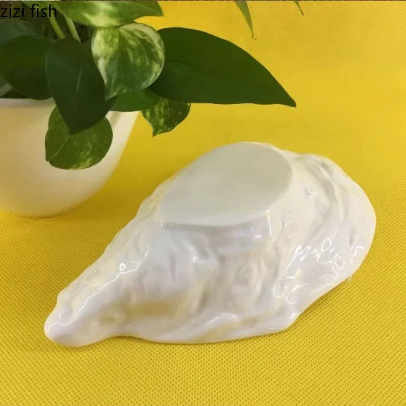 White Oyster Ceramic Bowl Hotel Tableware Dining Plate Fruit Plate Salad Bowl Dessert Bowls Cold Mixing Bowls Dim Sum Dish Tray