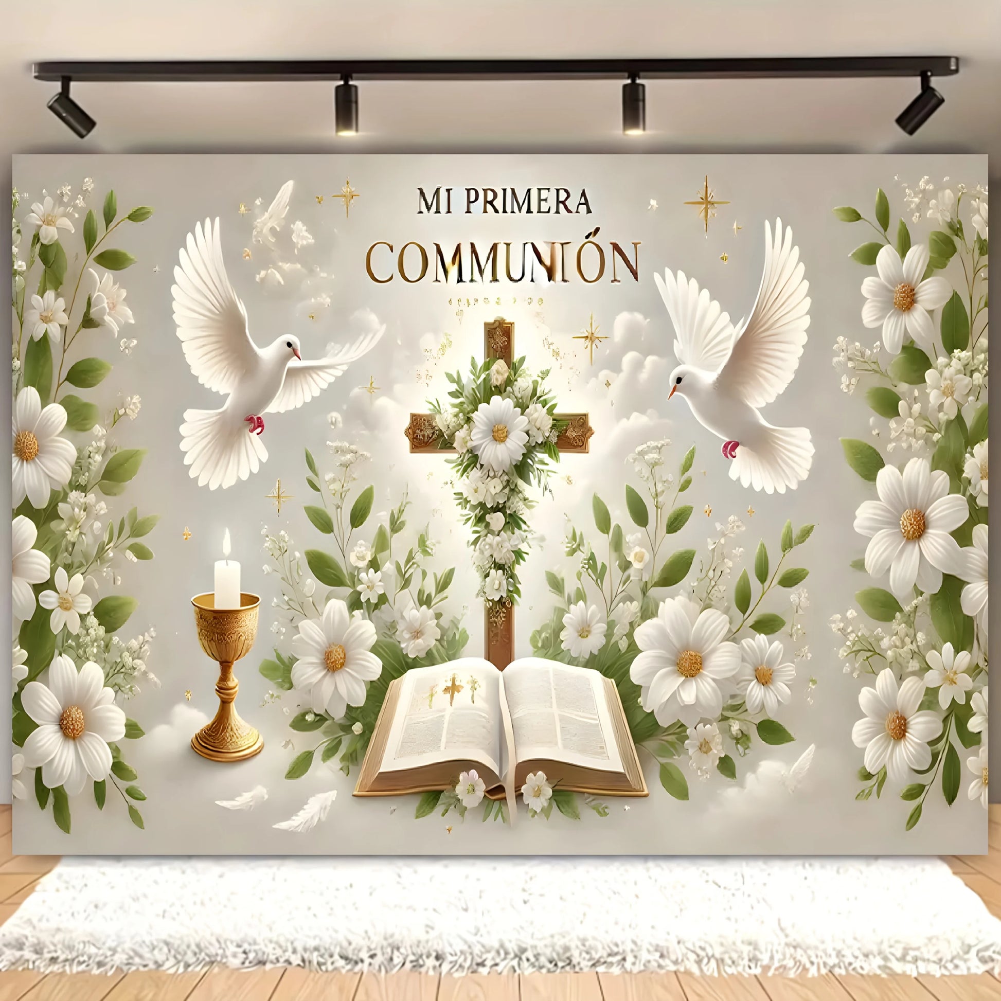 One Mi Primera Comunion elegant baptism and the First Communion Party decorative banner, perfect for decoration