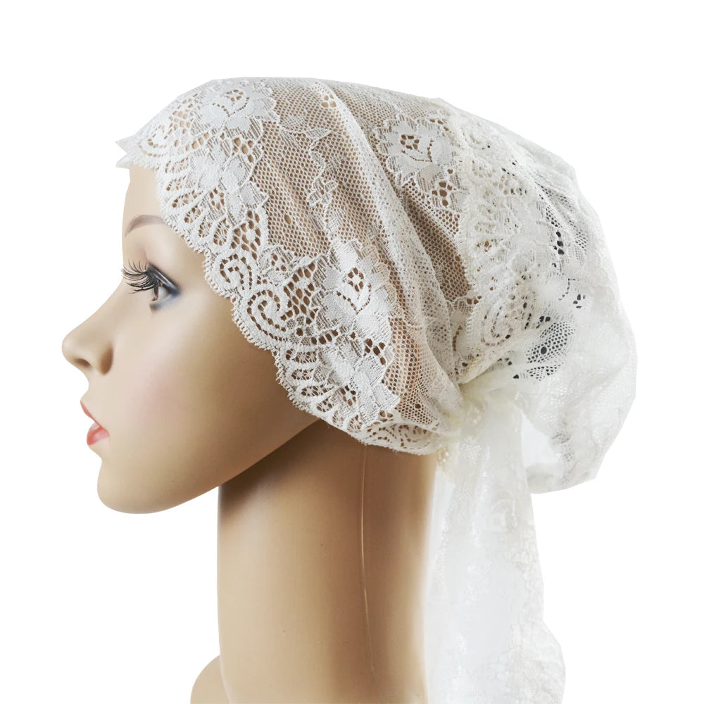 Muslim Women Head Scarf Lace Flower Underscarf Elastic Hijab Hair Cover Headwrap Chemo Cap Islam Headband Bonnet Turbante Mujer