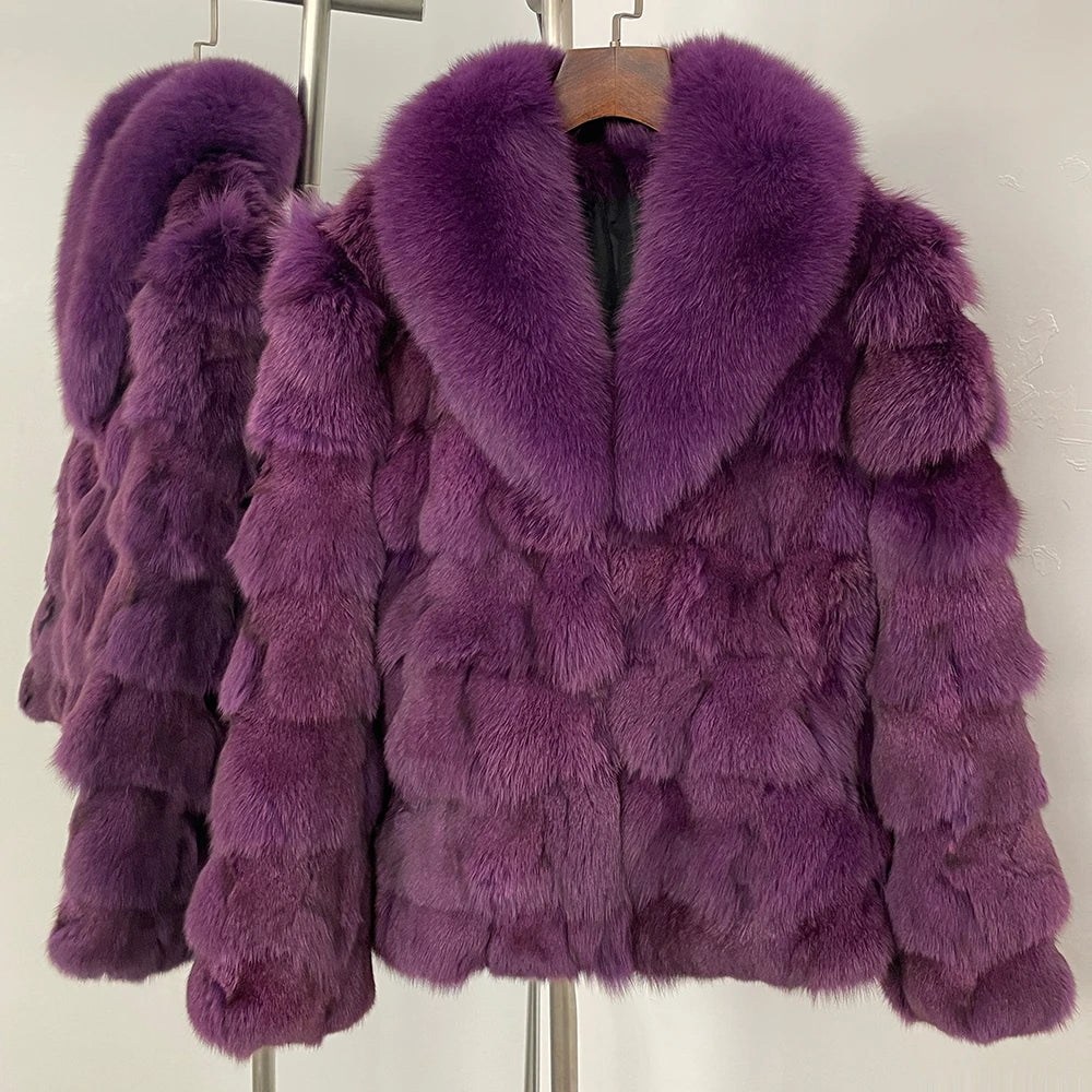 MENINA 2025 Winter Jacket Women Real Fox Fur Coat  Natural Fox Fur Collar Outerwear Thick Warm Sleeve Fashion Streetwear