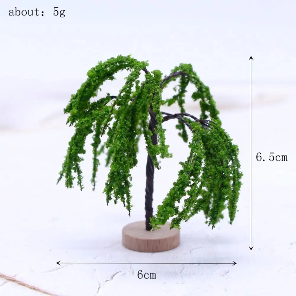 Plastic Model Trees Artificial Moss Rocks/Wooden Base Natural Green Dollhouse Mini Tree Simulation Bonsai Figurine