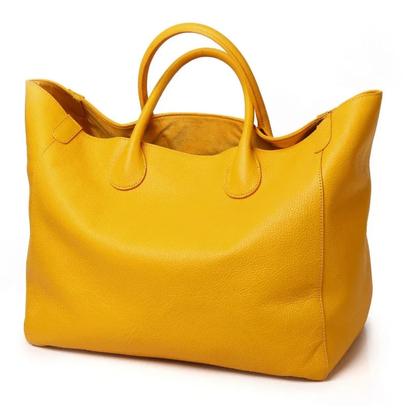 Free Custom Name Tote Bag Women High Quality Soft Comfortable Genuine Leather Minimalist Casual Large Capacity 41cm Big Handbag