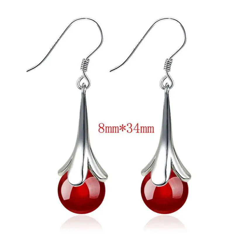 Korean Red Natural Stone Drop Earrings For Women Natural agate Jewelry Bridal Party Wedding Tassel Earrings 2023 Trendy 2Z40