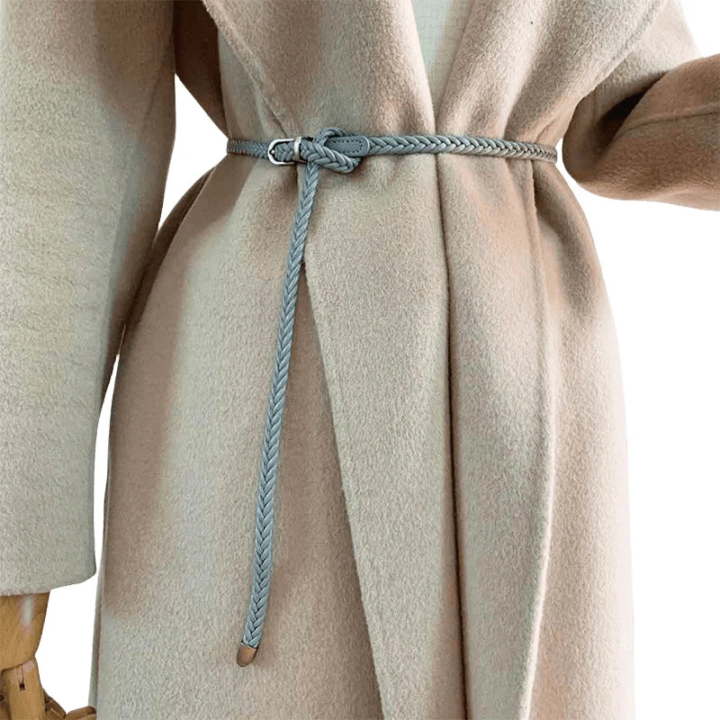 Woven Thin Belt Women's Fashion Casual Versatile Coat Girdle Gothic Retro Red Pin Pu Buckle Waistband