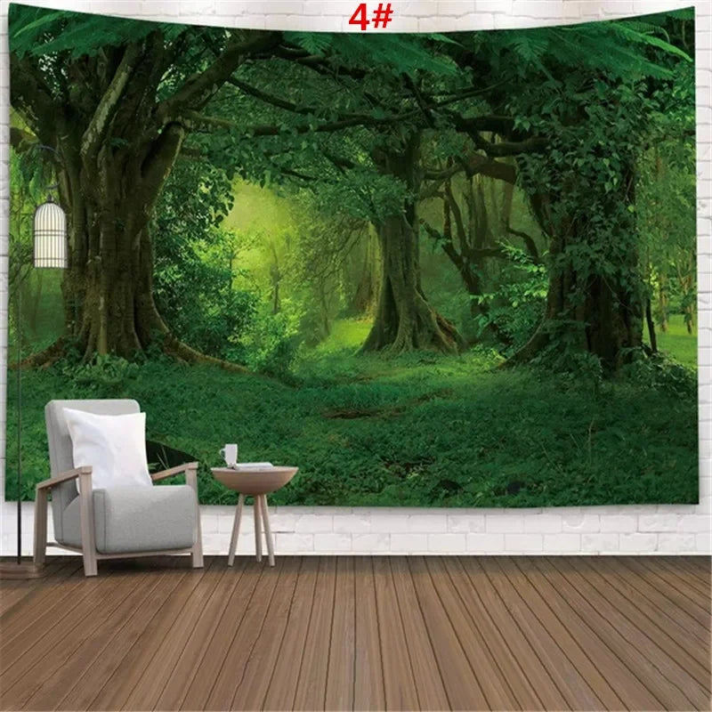 Home Decor Tapestry Beautiful Landscape Sunlight Through Forest  Wall  Sofa Bedroom Dorm