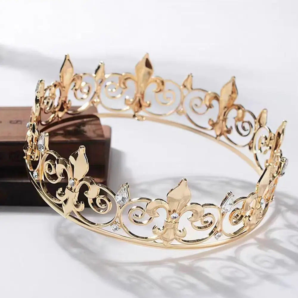 Bar Mitzvah Crown King Crown Hair Hoop Headband Metal Prince Crowns Korean Style Hair Accessories Round Tiaras Girls Gift