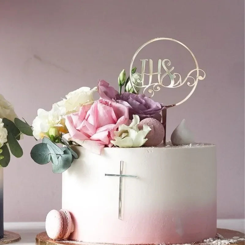 Cross Christ Jesus Birthday Cake Topper Gold Acrylic Dove Cross for Eucharist Baby Baptism Party Cake Toppers Dessert Decoration