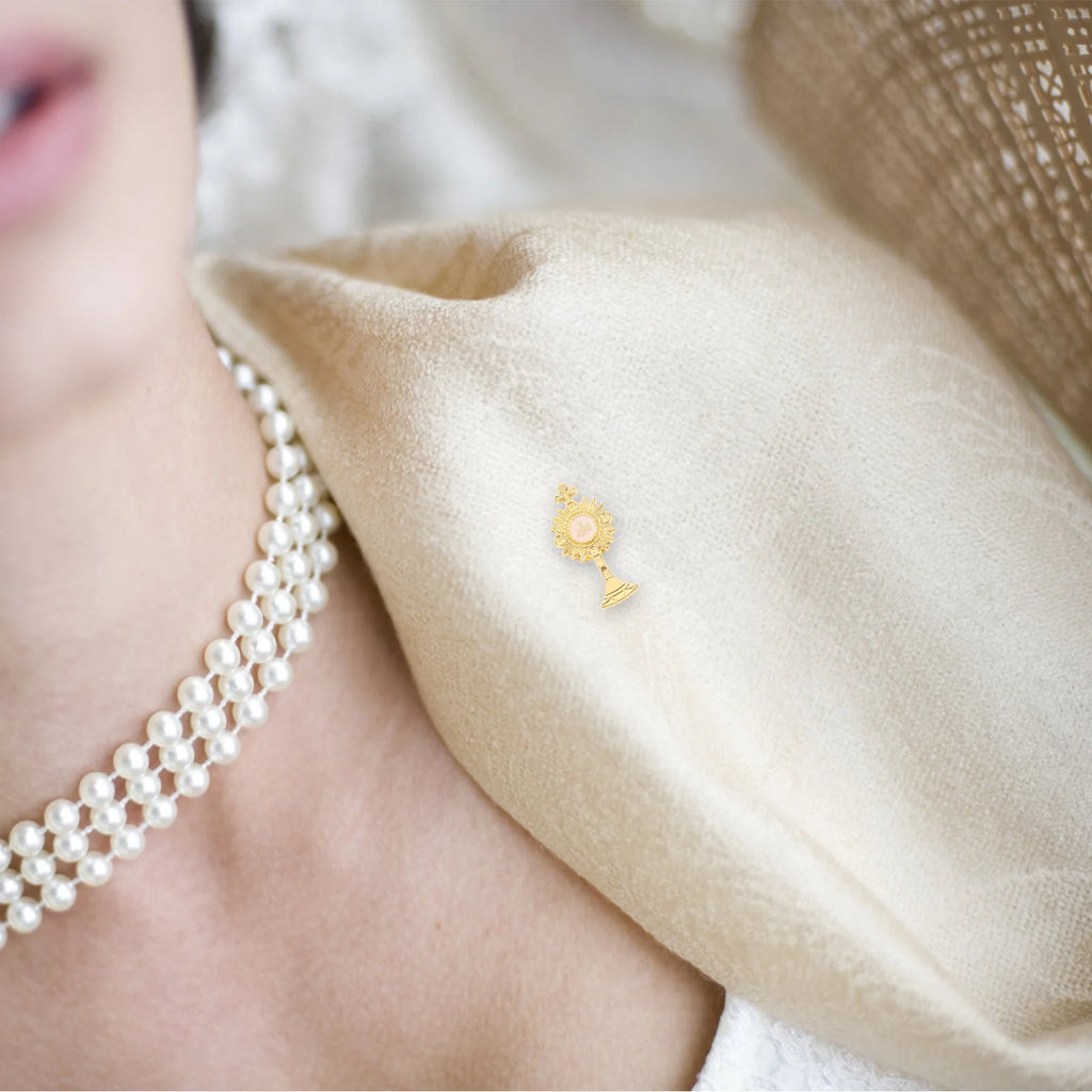 First Communion Breastpin Chalice Cross Pin Religious Brooch Enamel Lapel Tie Pin Jewelry Accessories Holy Communion Keepsake