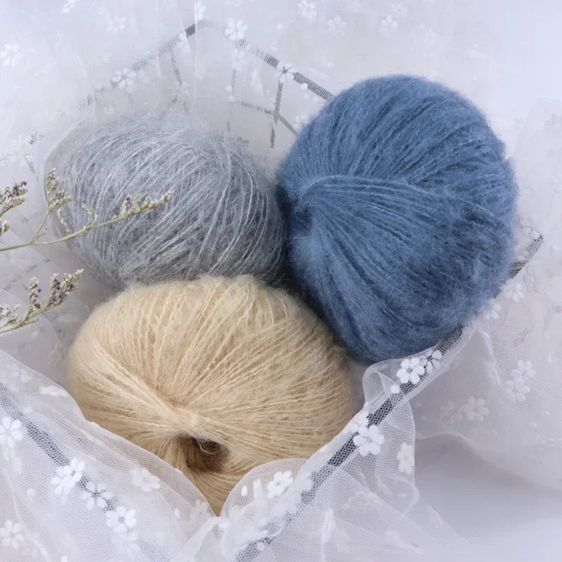 25g Worsted Natural Soft Silk Fine Wool Mohair Yarn Skein Baby Organic Crochet Hand Knitting Sewing Thread Scarf Shawl