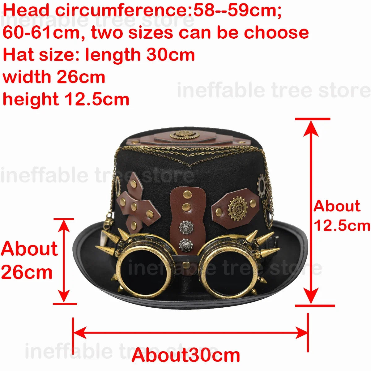 Gothic Headwear Steampunk Hat Victorian Top Magic Gears Goggles Chain Top Hats for Dress Up Halloween Cosplay Costume Fedora Cap