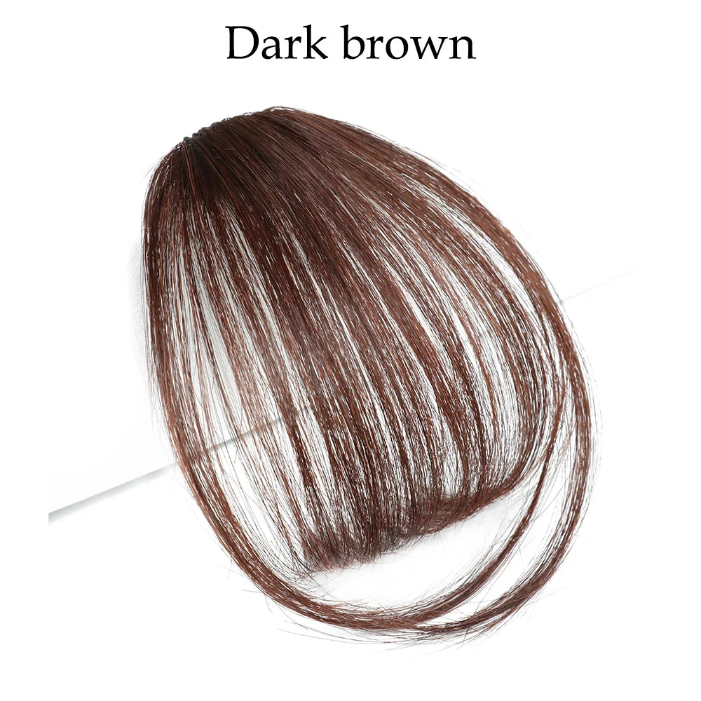 Fake Hair Bangs Natural Air Bangs Wig Clip-In Extensions Synthetic Air Bangs Clip On Wispy Bangs Fringe With Temples Hairpieces