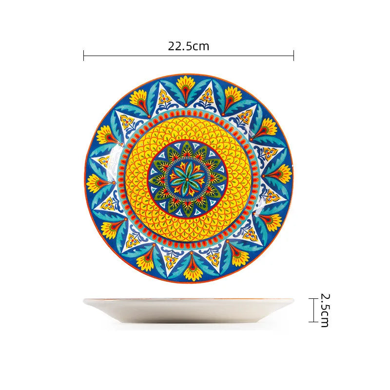 Exquisite Ceramic Plates Round Steak Dinner Pasta Plate Underglaze Colour dishware Kitchen Accessories Home Salad Plate