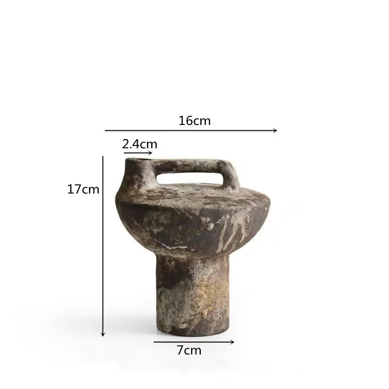 Ceramic Vase, Vintage Coarse Pottery Rusty Spotted Flower Vase, Desktop Ornament, Wabi Sabi Style, Zen Flower Arrangement