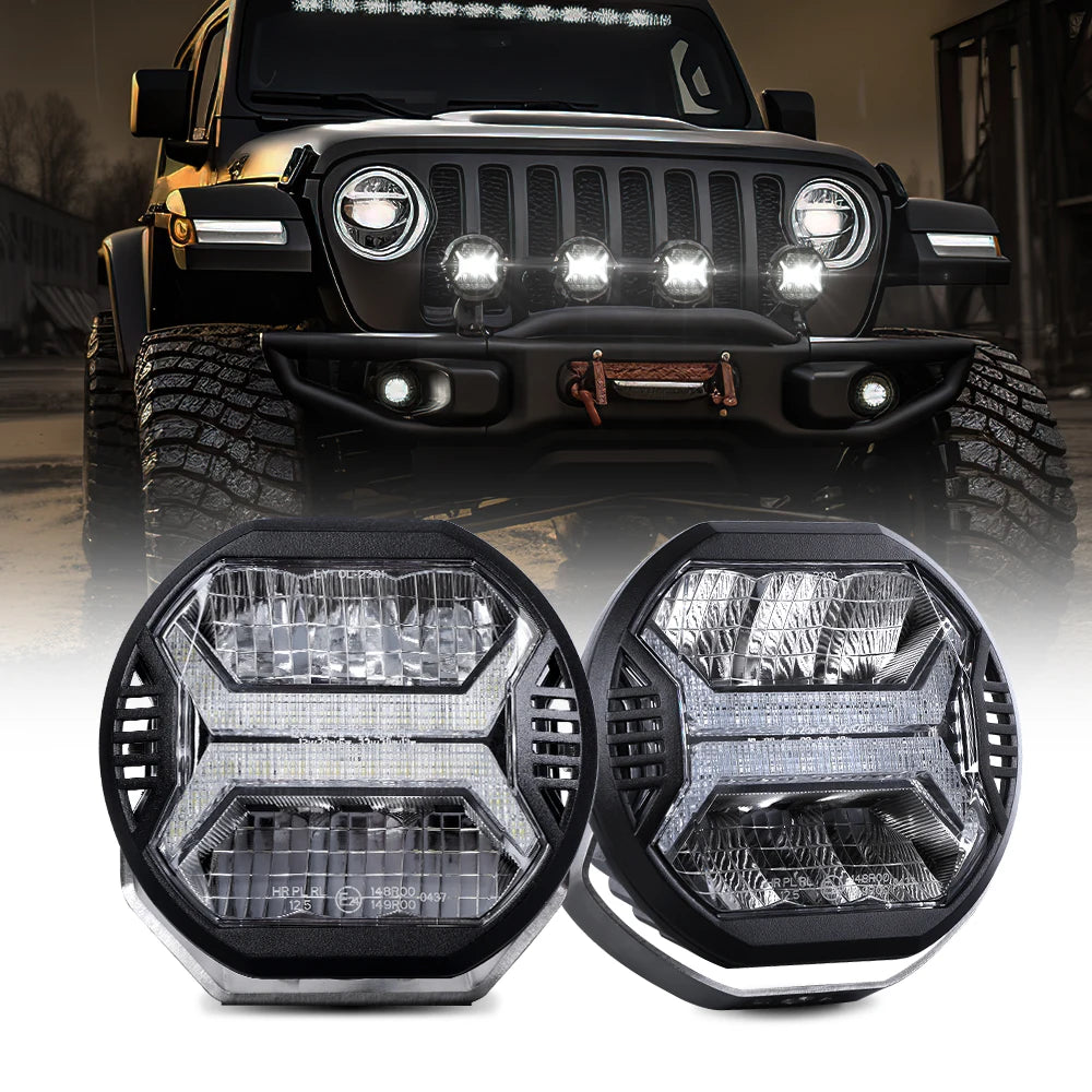 1Pair E-mark 4 Inch LED Work Lights 48W 12V 24V Flood Light Bar for Truck Jeep Lada Off Road 4x4  ATV UTV Boat Auxiliary Light