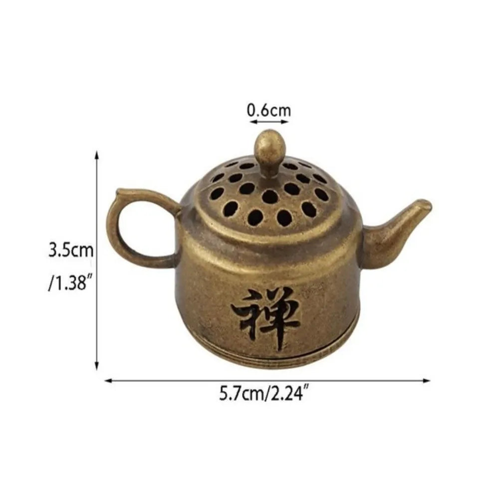 1Pc Chinese Style Incense Burner Alloy Tiny Teapot Shape Incense Holder Home