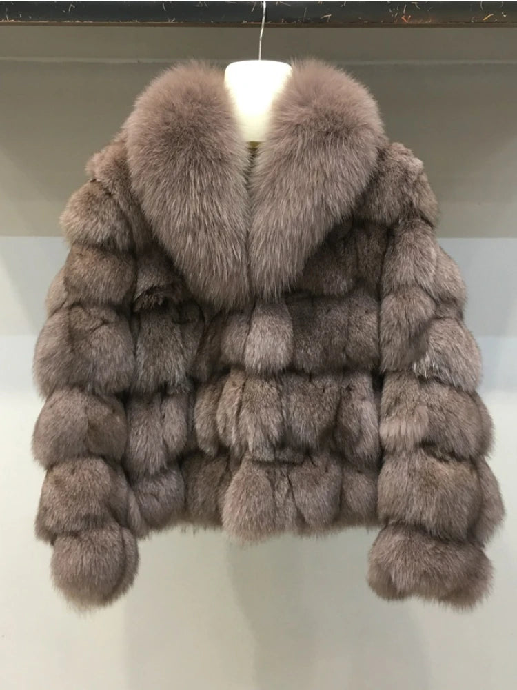 MENINA 2025 Winter Jacket Women Real Fox Fur Coat  Natural Fox Fur Collar Outerwear Thick Warm Sleeve Fashion Streetwear