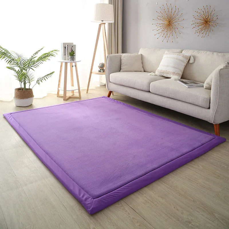 Thick Solid Color Rectangular Carpet For Living Room Ckildren Bedroom Play Rug Bay Window Soft Mat Baby Anti-fall Crawling Pads