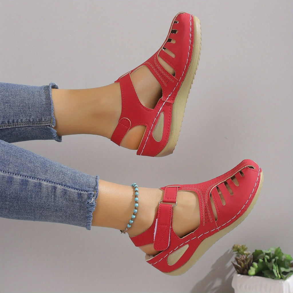 Fashionable Womens Wedge Sandals Comfortable Platform Heels with Secure Ankle Straps Durable Solid  for Stylish Summer Footwear