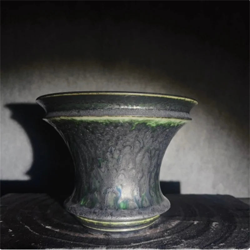 Glazed Green Porcelain Root Crops Pot,Pachypodium Agave Cactuses Plant Pot,Small Flower Vase,Bonsai Plant,Green Blue