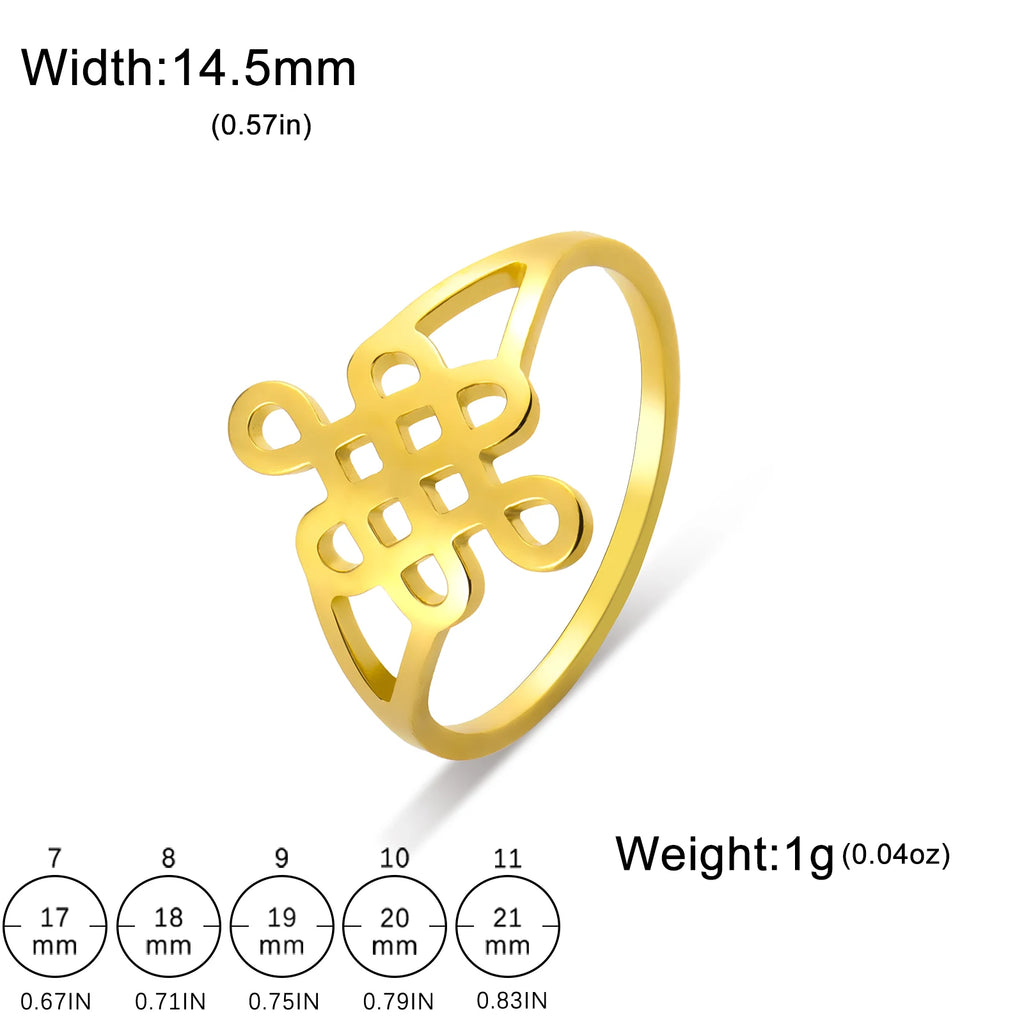 Skyrim New In Women Celtics Knot Geometric Ring Stainless Steel Gold Color Minimalist Finger Rings Jewelry Wedding Band Gift
