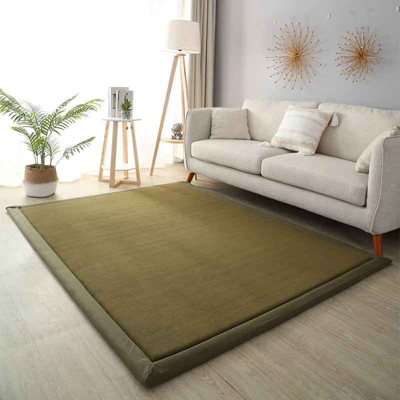 Thick Solid Color Rectangular Carpet For Living Room Ckildren Bedroom Play Rug Bay Window Soft Mat Baby Anti-fall Crawling Pads