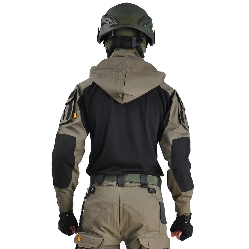 Tactical Shirt Airsoft Paintball Work Clothing Combat Shirts Cotton Multi Pockets Camo  Shirts Hooded Tops