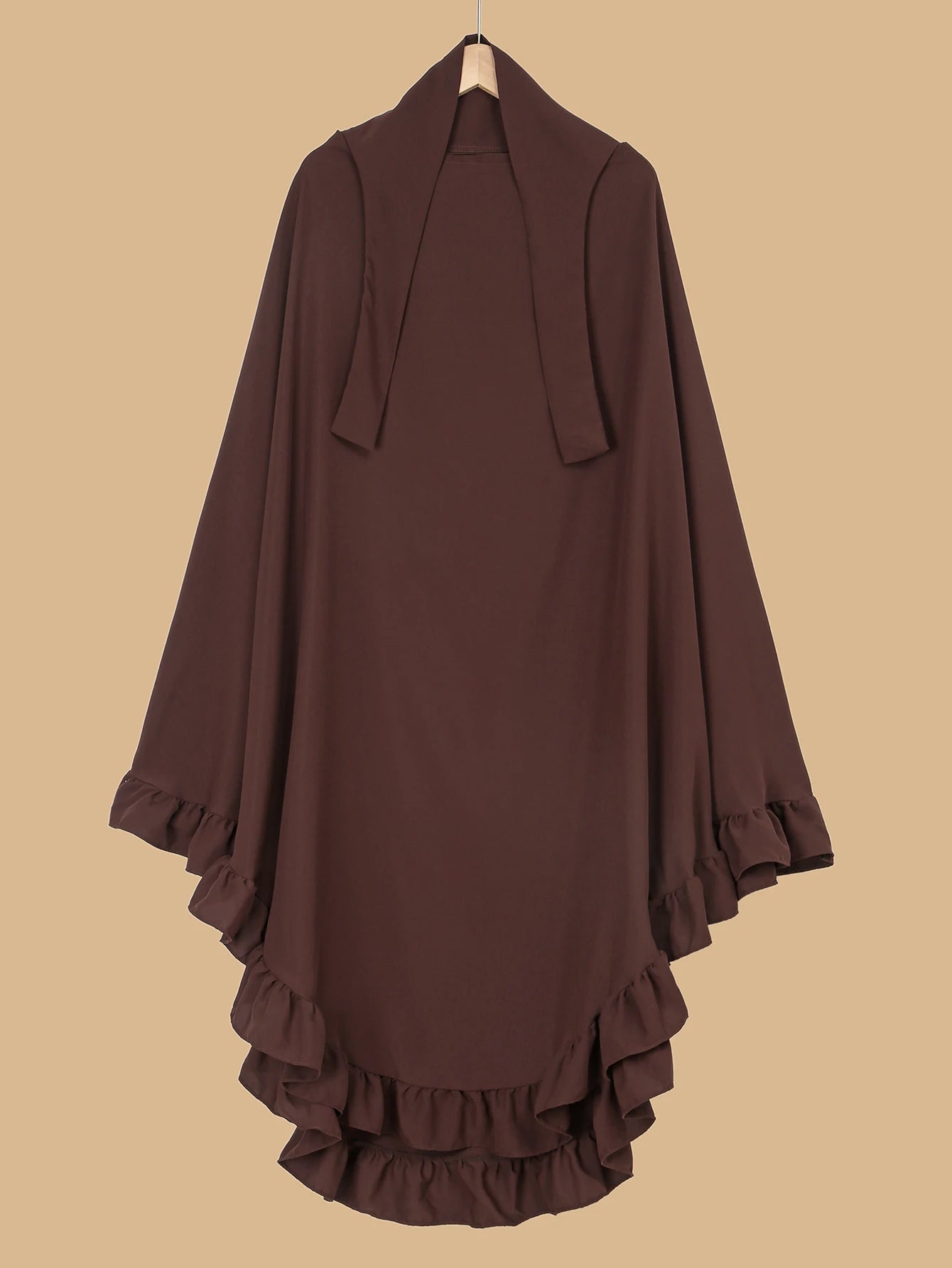 Women Plain Prayer Shawl Wraps Instant Scarf Hijab Large Single Layer Wooden Ear Border Clothing  Abaya Muslim Headscarf