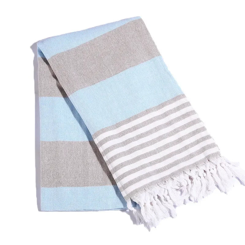 Cotton and Linen Striped Quick-drying Shawl European and American Popular Yarn-dyed Cotton Turkish Beach Towel with Tassels