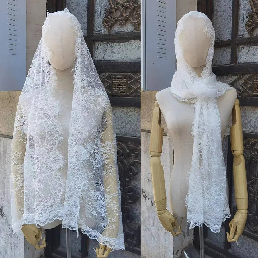 Lace Mantilla Veils For Church Prayer Spanish Muslim Shawl Scarf Head Covering Christian Chapel Catholic Veril For Wedding Bride