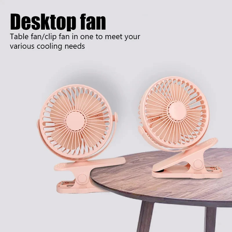 Creative Mini Clip Fan Mute Portable Desktop Home Dorm Stroller For Rechargeable USB High Wind Three Speed Blower Student Deskto