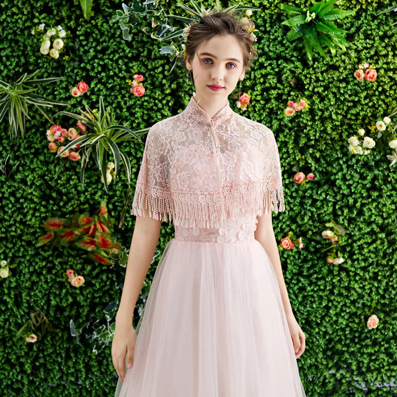 Bride wedding shawl colorful dress with tulle spring and summer thin etiquette shoulder yarn collar multi-color women's cloak