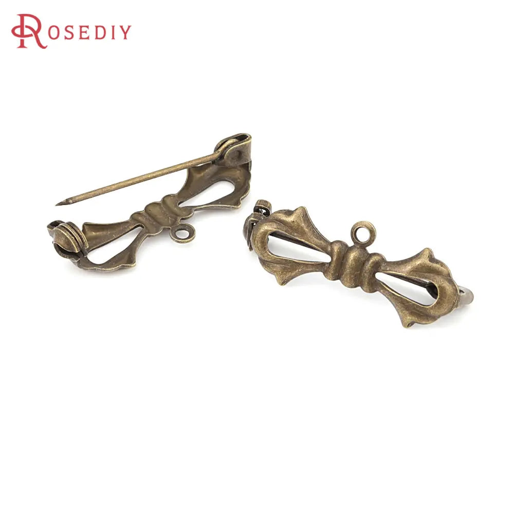 10PCS Antique Bronze Brass Bow Shape Brooch Pins High Quality Diy Jewelry Making Supplies Brooch Accessories for Women