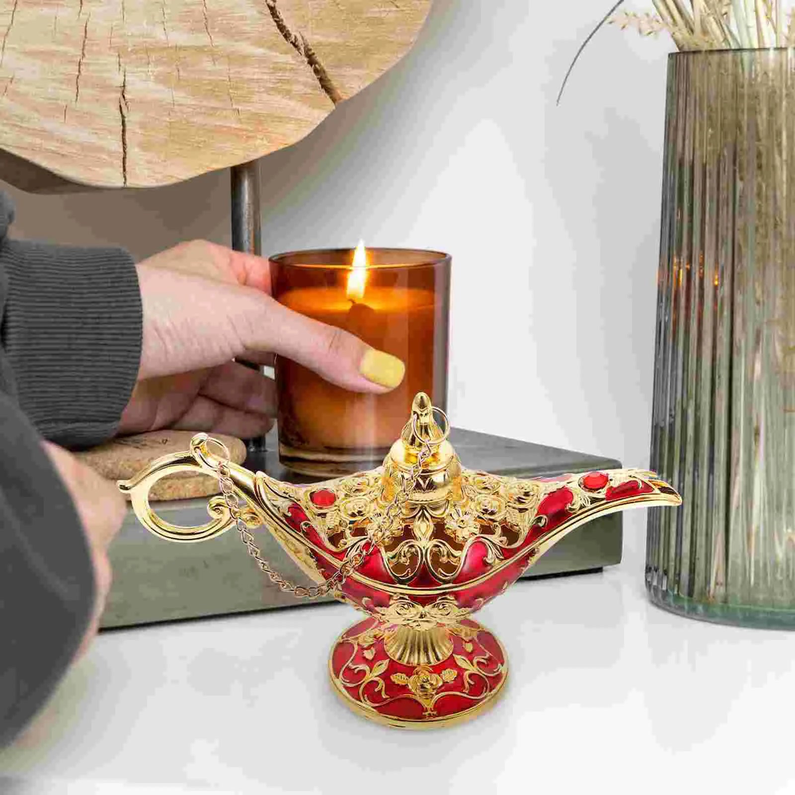 Lamp Decor Oil Decorations Vintage Party Ghee Retro Artistic Desktop Ornament Aladin Lantern Table Holder Legend Purse Birthday
