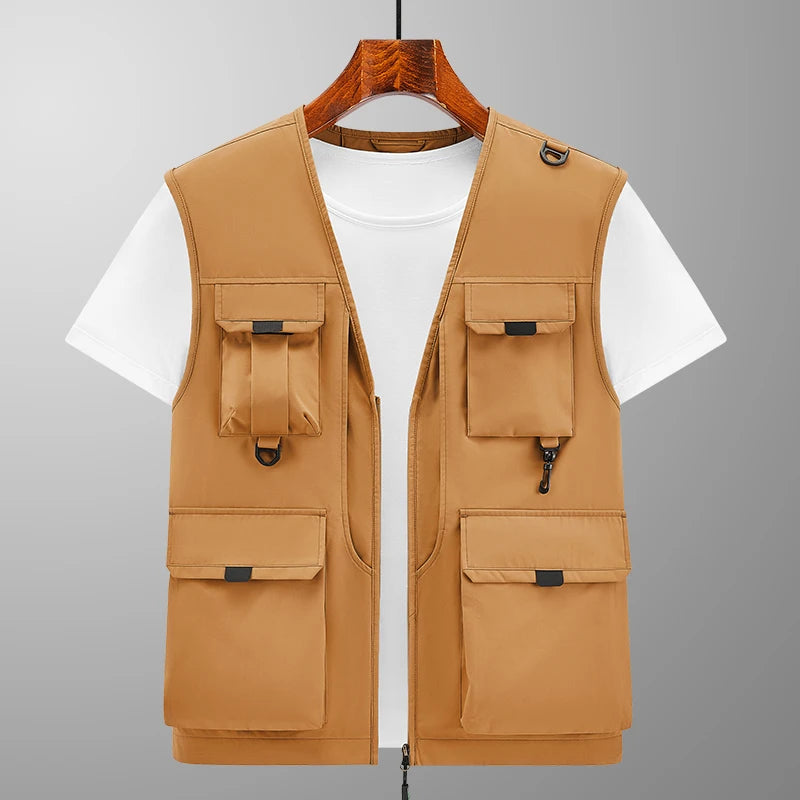 6xl Big Size Multi-Pocket Vest Men Women Outdoor Sporting Fishing Vest Photography Work Clothes 5xl 4xl Casual Cargo Vest Jacket