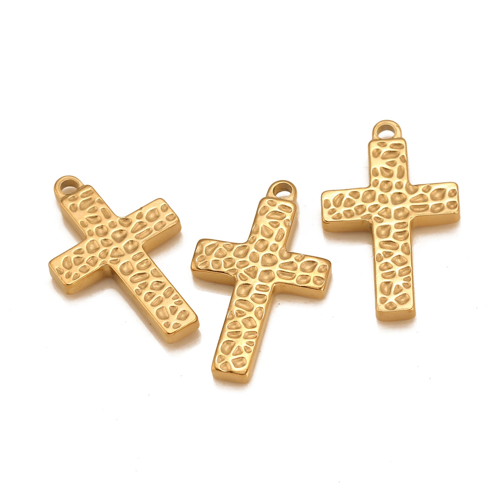 3pcs Stainless Steel Fashion Jesus Crosses Charm For DIY Necklace Earrings Pendant Jewelry Making Accessories Supplies Wholesale