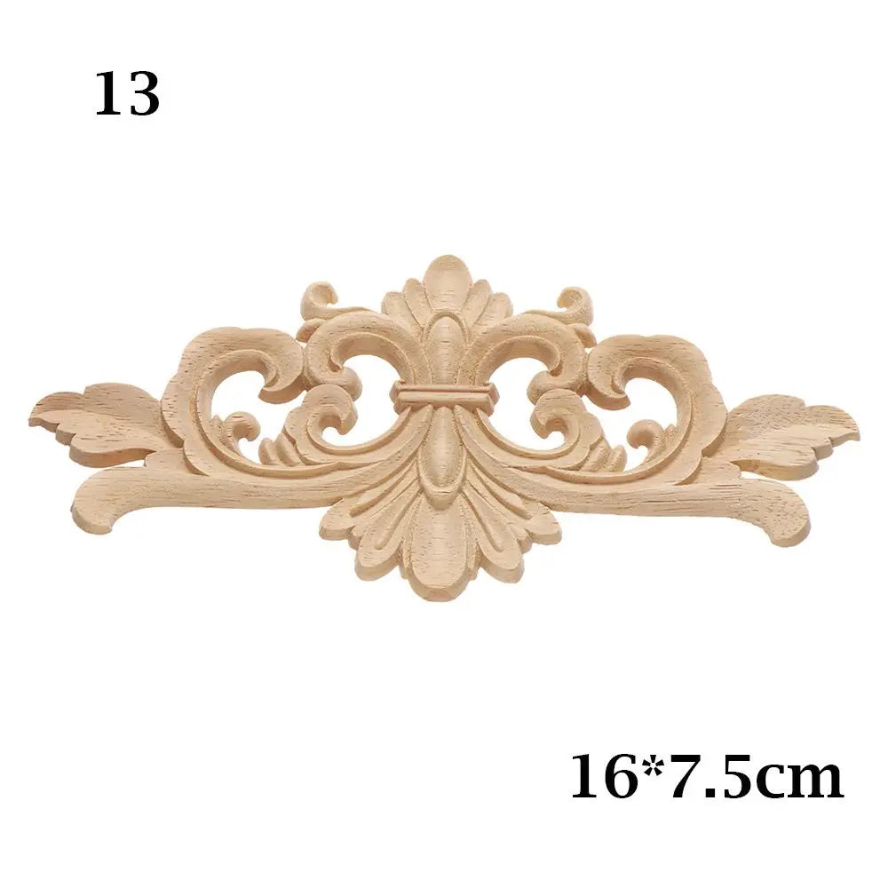 Furniture Parts Unique Natural Floral Wood Carved Corner Appliques Frame wooden Figurines Crafts Woodcarving Decorative