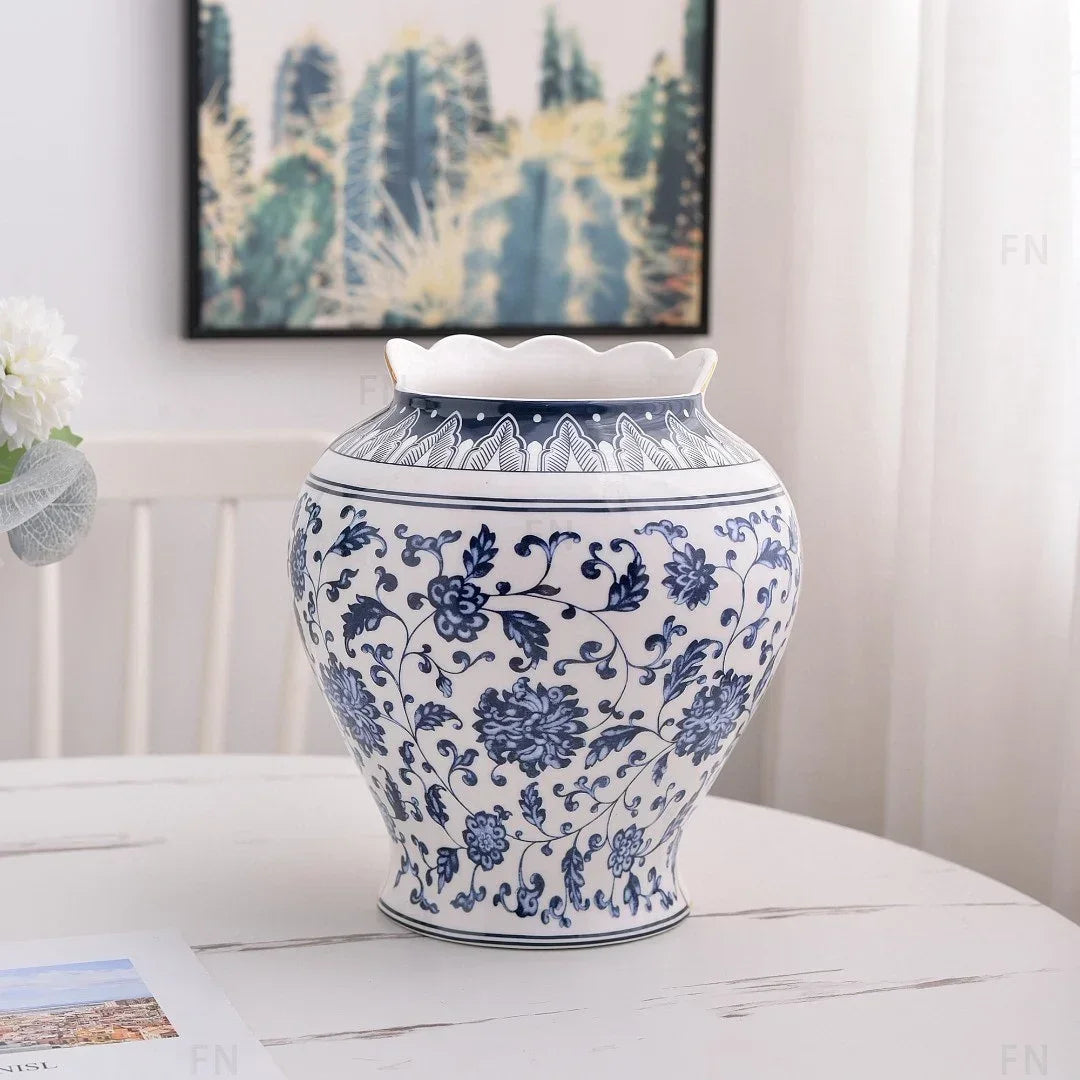 Latest Fashionable and Versatile High End Taste Chinese Western Combination Ceramic Vase Living Room Decoration