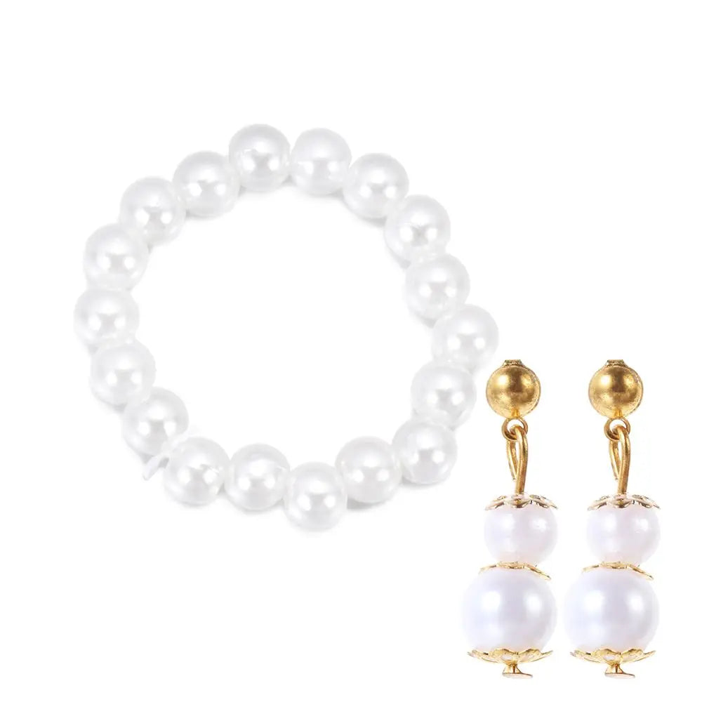 Handmade Exquisite Pearl Necklace Earrings Set Doll Jewelry For Doll DIY Toy Dolls Accessories